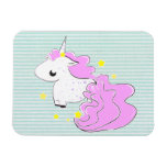 Pink cartoon unicorn with stars premium magnet magnets