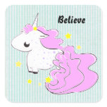 Pink cartoon unicorn with stars sticker stickers