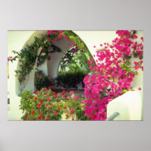 Pink Casa car port, Moraira, Costa Blanca flowers Print
