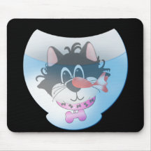 Pink Cat and Fishbowl Tshirts and Gifts Mouse Pads