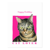 Pink Cat Lover Postcard