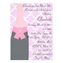 Pink Champagne Bridal Shower Inivitation Invitations