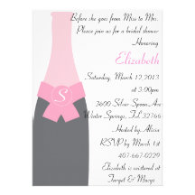 Pink Champagne Bridal Shower Inivitation Custom Invite