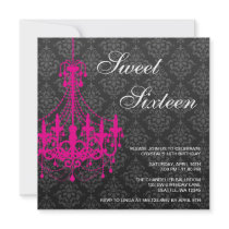 Pink Chandelier Black Damask Sweet 16 Birthday