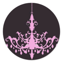 Pink Chandelier on Black Sticker