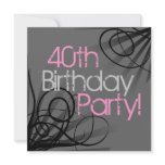 Pink Charcoal Swirl Black Custom Invitations invitations