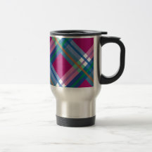 Pink Checks Splatter on Leather Texture Mugs