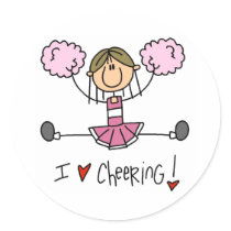 Pink Cheerleader Round Sticker