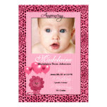 Pink Cheetah Birth Announcement Photo Card