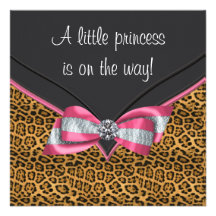 Pink Cheetah Princess Baby Shower Personalized Invitation