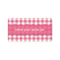 Pink Chequered Design Kitchen Label