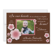 Pink Cherry Blossom & Brown Adoption Announcements