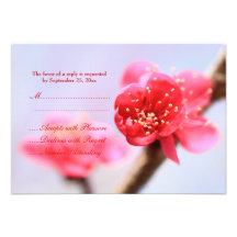 Pink cherry blossom flowers wedding RSVP card Personalized Invitations