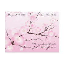 Pink Cherry Blossom Save the Date Postcards