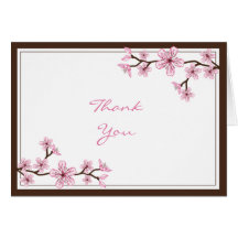 Pink Cherry Blossom Thank You cards