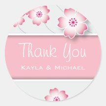 Pink Cherry Blossom Thank You Seals Stickers