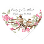 Pink Cherry Blossom Vintage Birds Wedding Stickers