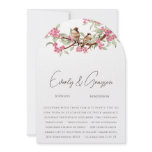 Pink Cherry Blossom Vintage Love Birds Personalized Invitations