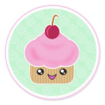 Pink Cherry Kawaii Cupcake Stickers