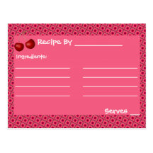 Pink Cherry Mod Recipe Cards Template Post Cards