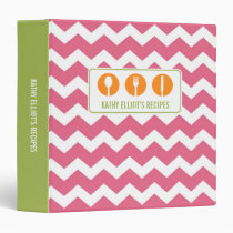 Pink chevron modern utensils personalized recipe binders