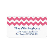 Pink chevron zigzag pattern return address labels