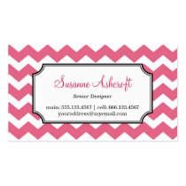 Pink chevron zigzag pattern stylish personal business cards
