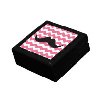 Pink chevron zigzag pattern trinket moustache gift boxes