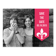Pink Chic Flourish Banner Save the Date Postcard