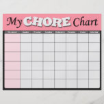 Pink Children's Chore Charts Full Color Flyer