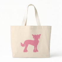 Pink Chinese Crested Silhouette Tote Bags