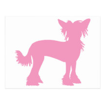 Pink Chinese Crested Silhouette Post Card