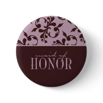 Pink & Chocolate Maid of Honour Button