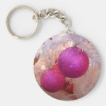 Pink christmas balls key chains
