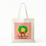 Pink - Christmas Holly Wreath Bag