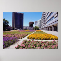 Pink City Hall, Landshut, Bayern, Germany flowers Print