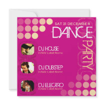 Pink Club DJ Dance Party Photo template Invitation