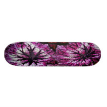 Pink Coloured Plant Flower Leaves Skateboard Deck