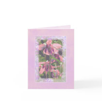 pink columbine blank greeting card