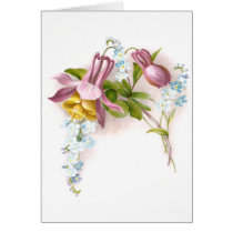 Pink Columbine Flower Victorian Trade Card