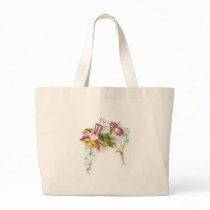Pink Columbine Flower Victorian Trade Card Tote Bags