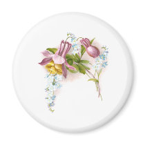 Pink Columbine Flower Victorian Trade Card Refrigerator Magnet