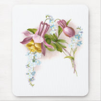 Pink Columbine Flower Victorian Trade Card Mousepads
