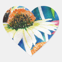 Pink Cone Flower Watercolor Painting Sticker