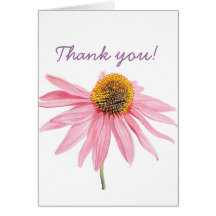 Pink Coneflower Thank You Card