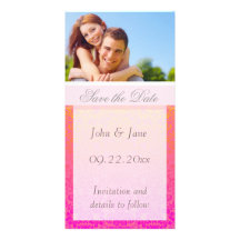 Pink/Coral Damask/photo  "Save the Date" Photo Cards
