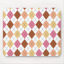 Pink, Coral, Peach & Brown Argyle Preppy Mousepad mousepads