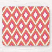 Pink & Coral Tribal Ikat Chevron Mousepad