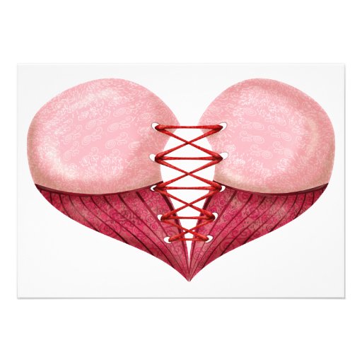 Pink Corest Heart Personalized Invitations