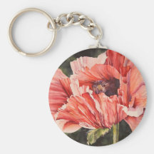Pink Corn Poppy Nature Botanical Keychain Gift